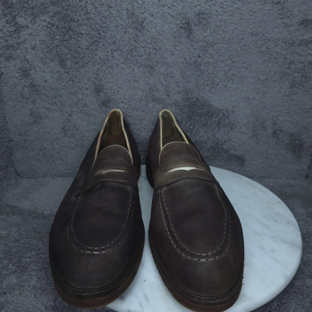 Vintage Walk-Over Shoes Mens Size 10 Brown Nubuck Slip On Loafer Vibram USA